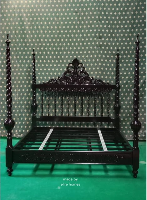 Super King twisted column BLACK hancrafted Four poster mahogany pin gothic bed Super King twisted column BLACK hancrafted Four poster mahogany pin gothic bed