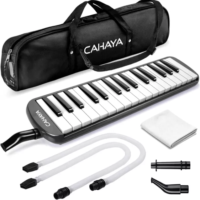 CAHAYA Melodica Instrument 32 Key  Approved Piano Style Portable PlasticBlack