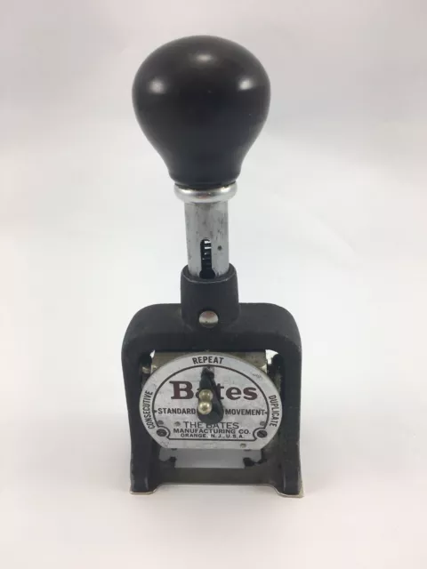 B1 Vtg Bates Numbering Machine Ink Stamp Style E 6 Wheels *Works*