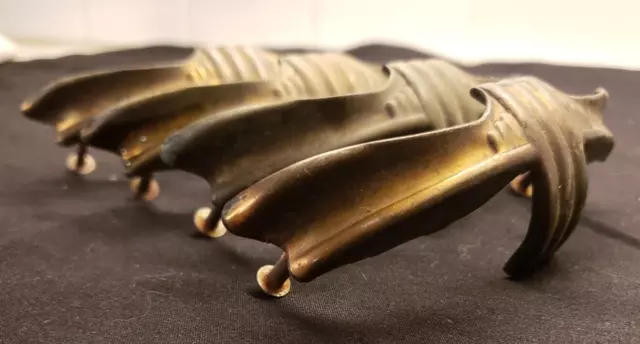 5 Vintage Art Deco Drawer Pull Handles Brass Waterfall Dresser original patina