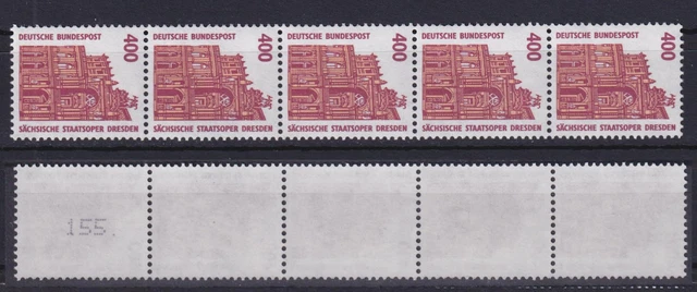 Bund 1562 RM 5er Streifen mit ungerader Nummer mit Punkt SWK 400 Pf postfrisch