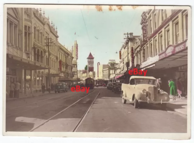 Old Photo Brisbane Street Launceston Tasmania 1940s - busy scene - large