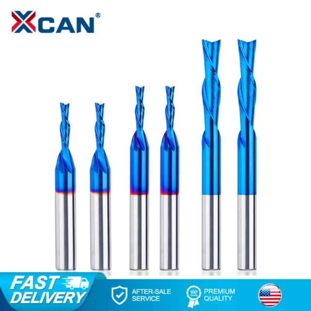 2 Flute Downcut CNC Router Bit 1/4'' 1/8'' Dia. End Mill 1/4" Shank Spiral Plung