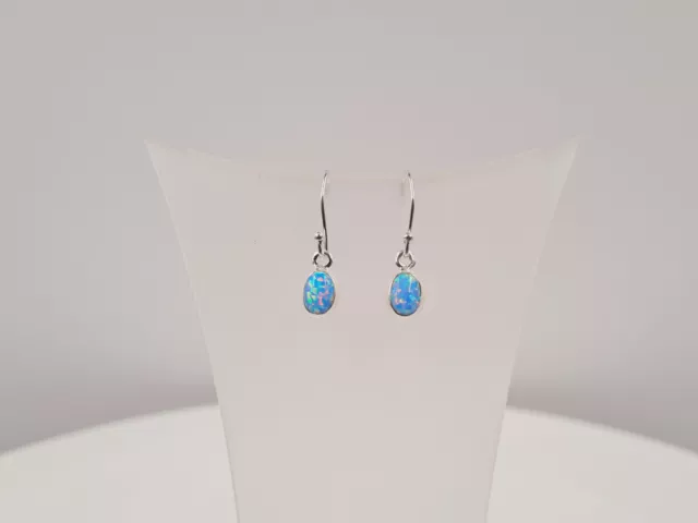 Light-Blue Opal Earrings, Fire Opals, Gemstone Jewellery, Sterling Silver