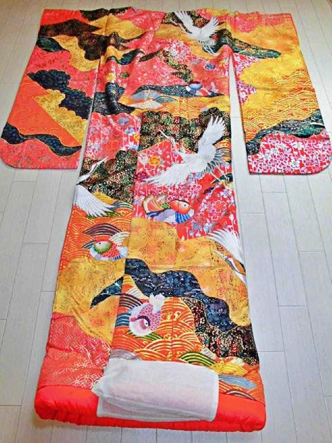 Japanese Kimono Uchikake Wedding Pure Silk  japan 908 3