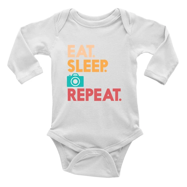 Eat Sleep Photography Baby Grow gilet Body Fotocamera Otturatore Ragazzi Ragazze L/S