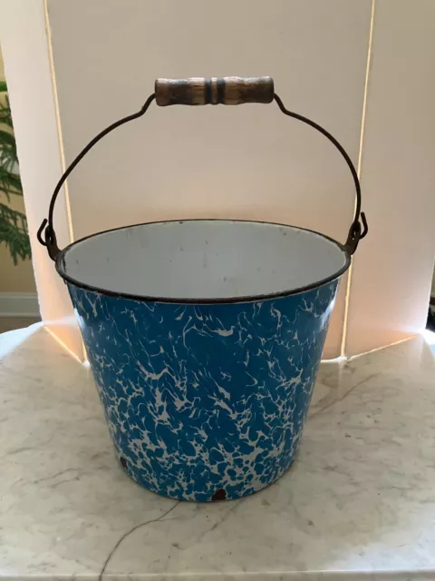 Vintage Light Blue Graniteware  Milk/Water Pail