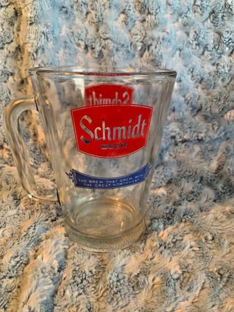 Vintage Schmidt Beer Glass Pitcher Mug Stein Brewery American Alcohol Bar Vase