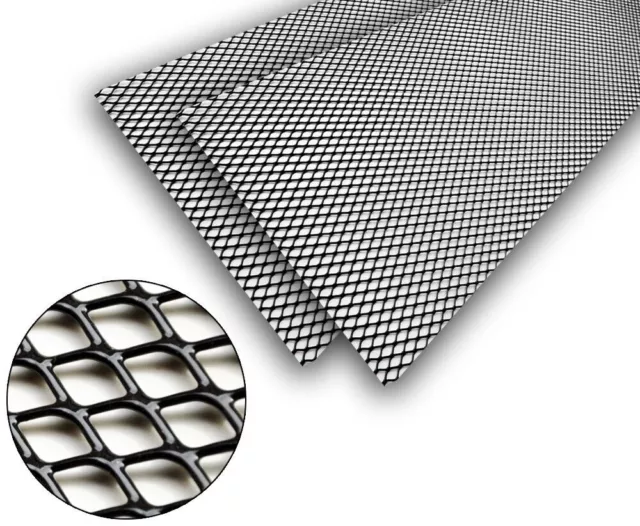 2x Black Aluminium Grille Grill Mesh Net Vent Bumper 16x10mm 100x40cm