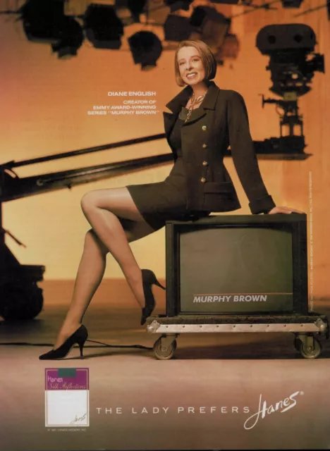 vintage 1990s magazine print ad HANES Pantyhose DIANE ENGLISH Murphy Brown