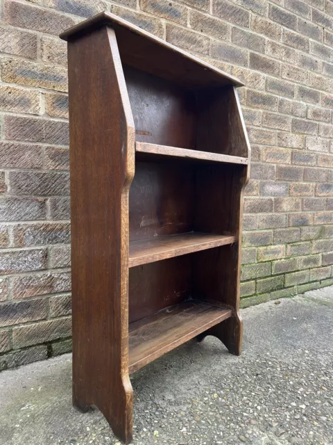 Antique Arts & Crafts Liberty Style solid oak bookcase book shelf 2