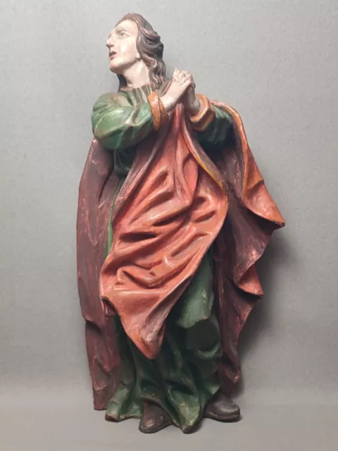 Heiligenfigur Heiliger Johannes um 1900 aus Holz, geschnitzt