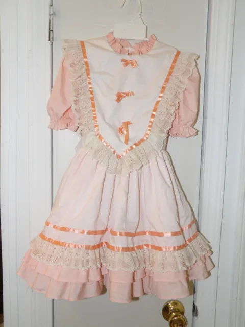 Vintage Girls Circle Skirt Pageant Princess Dress Elise Peach and White Size 6