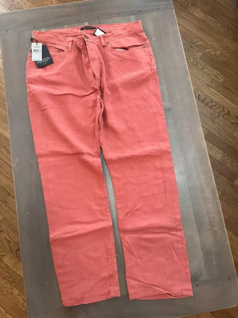 John Varvatos Men’s Linen Pants Salmon 36/31 Brand New With Tags