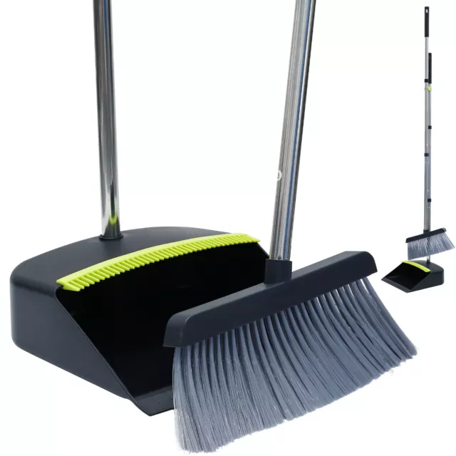 Broom and Dust Pan Set Bristles Upright Stand up Light Weight Long Han –  Eyliden