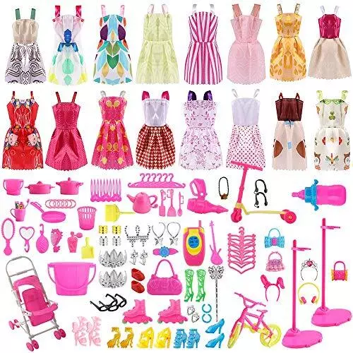 ASANMU 130 Pezzi Vestiti e Accessori per Bambole Dolls, Abito per Dolls (q8e)