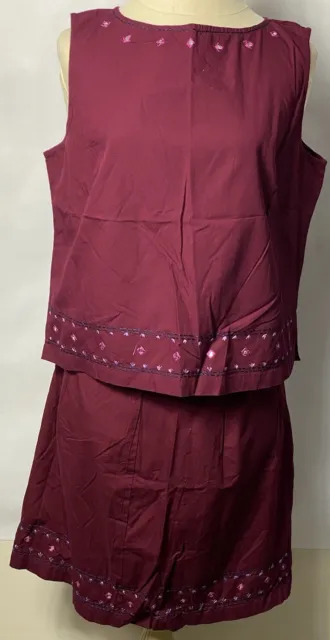 WHITE STAG WOMEN Set Of Blouse And Skirt Burgundy Embroidered Size M ...