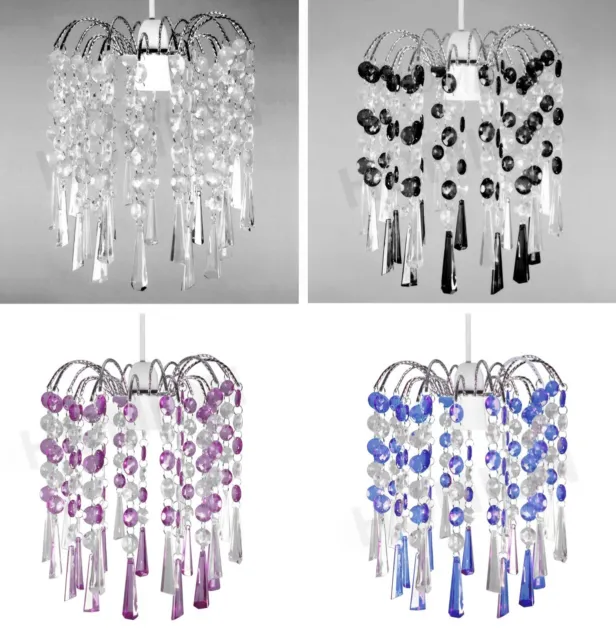 Chandelier Style Modern Ceiling Light Shade Droplet Pendant Acrylic Crystal Bead