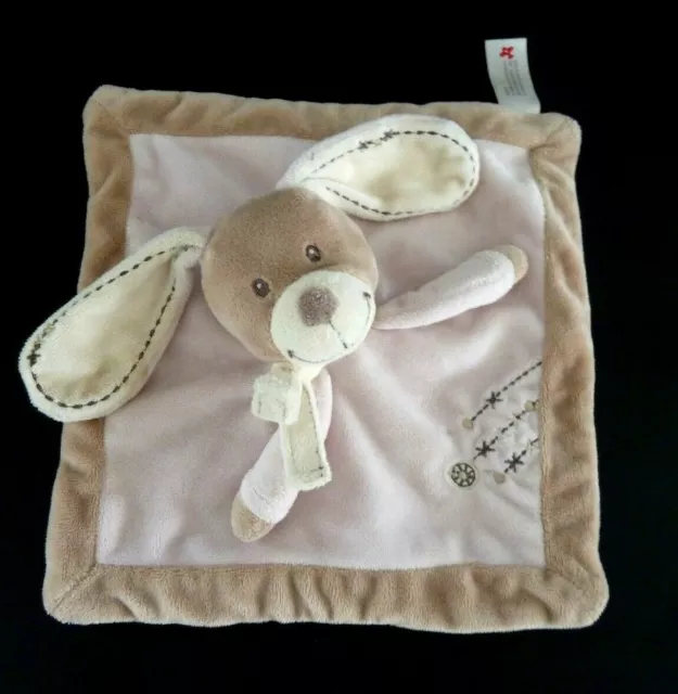 * DOUDOU PLAT SIMBA NICOTOY LAPIN rose beige marron écharpe écru croix rond TTBE