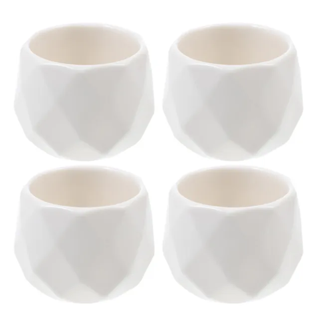 4 Pcs White Ceramics Succulent Flower Pot Pots for Outdoor Plants