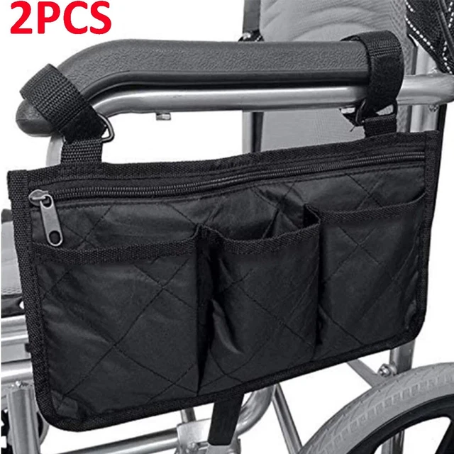 2 un. Soporte organizador de bolsillo para silla de ruedas bolsa lateral