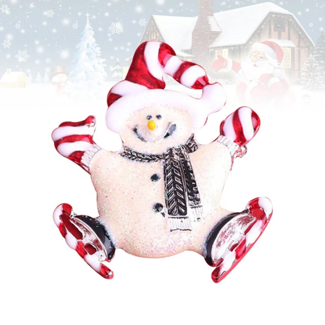 Jolie Broche De Noël En émail En Forme De Bonhomme De Neige