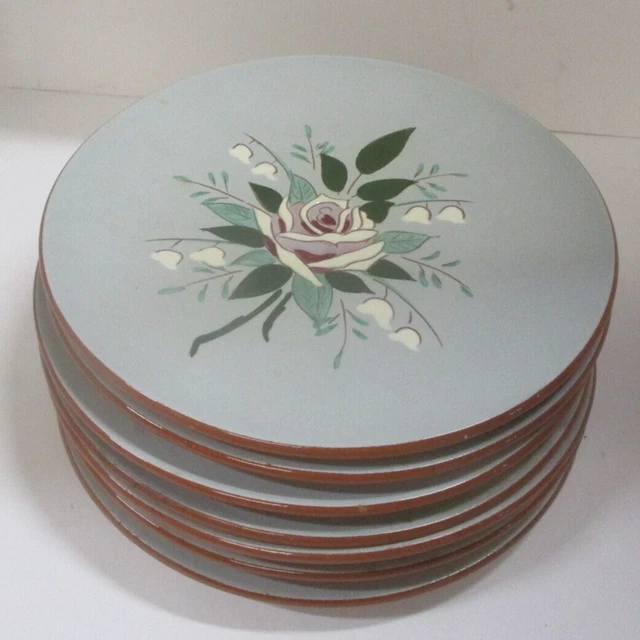 7 Vintage Stangl Pottery Bella Rosa 8" Plates