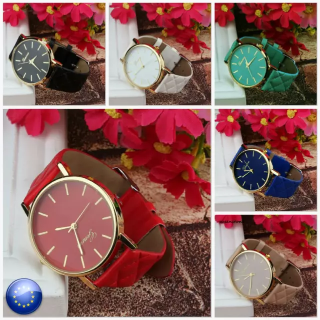 Relojes De Pulsera Cuero Sintetico De Mujer Acero Colores Cuarzo Moda Accesorios