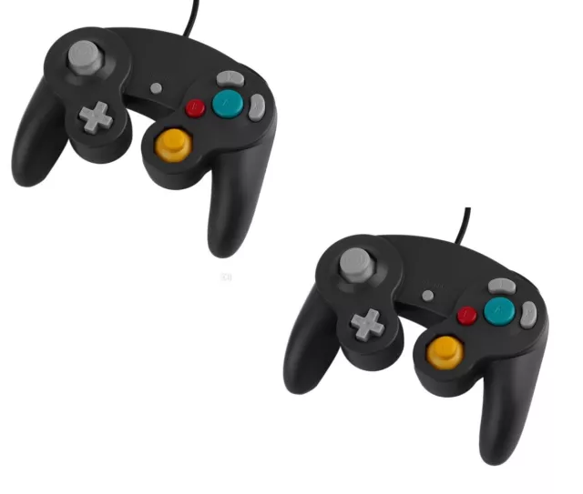 2 X Manette pour Nintendo Wii, Wii U et Gamecube - Noir