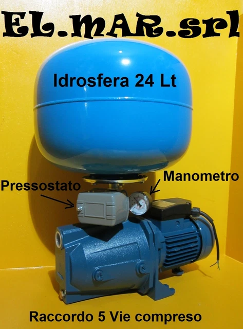 Kit Idrosfera Per Autoclave - Raccordo 5 Vie Con Manometro, Pressostato Kit Idrosfera Per Autoclave - Raccordo 5 Vie Con Manometro, Pressostato