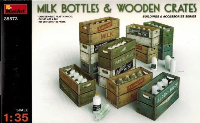 MiniArt 35573 Milk Botellas & de Madera Cajones - Accesorio Cajas - 1 :3 5