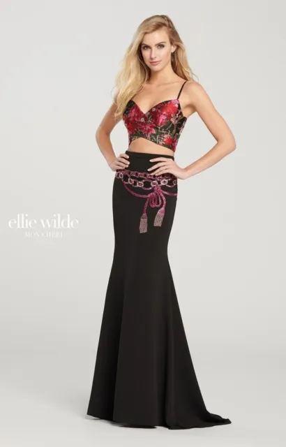 Ellie Wilde Mon Cheri EW119146 Stunning Two Piece Jacquard Lamé Prom Dress 4