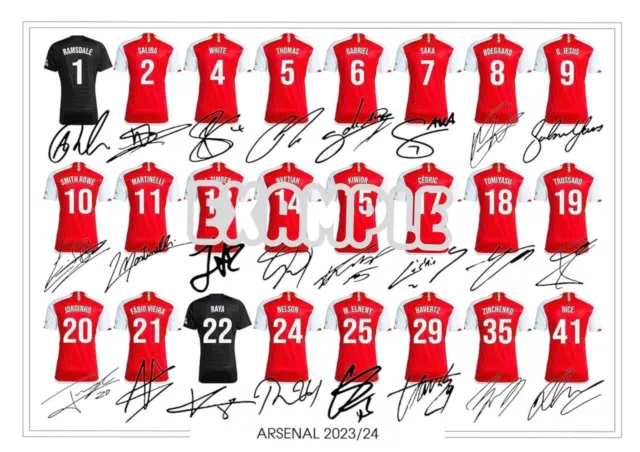 ARSENAL SIGNED RE PRINT POSTER SQUAD 2023 2024 TEAM SQUAD degaard Saka Martin