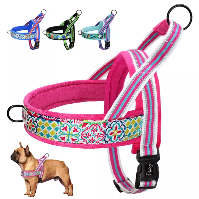 No Pull Plush Padded Dog Harness Reflective Front Leading Pet Walking Vest XS-L