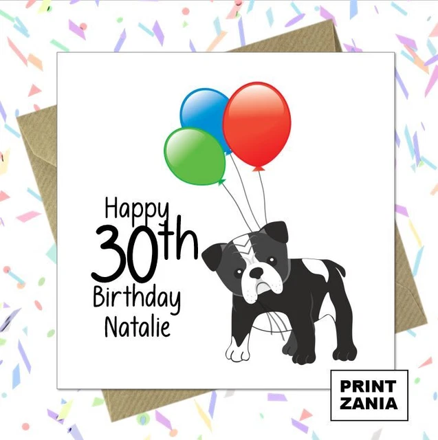 thumbnail image 2 of Personalised Pug Dog Birthday Card – Mum, Dad, Nan, Grandad, Son, Daughter, Sister – Print Zania, UK Made 2 of 4