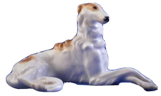 Rare Augarten Porcelain Brown Dog Borzoi Figurine Porzellan Hund Wien Austria