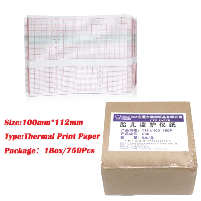 750pcs Thermal Printer Paper for Fetal doppler Monitor CMS800G/CMS800F 100*112MM