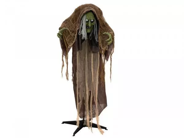 EUROPALMS Halloween Figur Hexe buckelig, animiert, 145cm