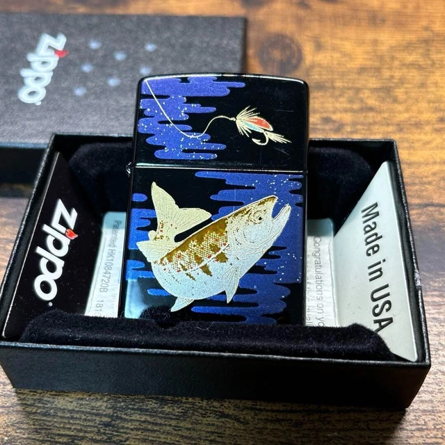 Zippo Oil Lighter Urushi Fish Fishing Makie Made in 1997