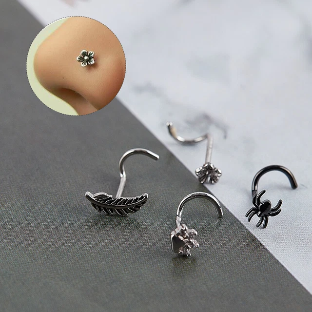 Nose Stud Piercings Steel Piercing Nose Stud Copper Spider Flower Feather  TM