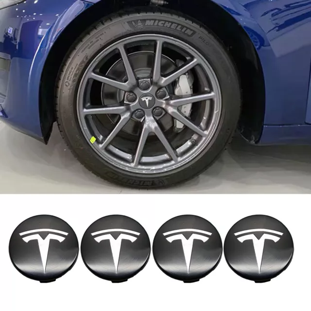 4Pcs 56MM Für Tesla Nabendeckel Radkappe Abzeichen Felgenabdeckung Emblem