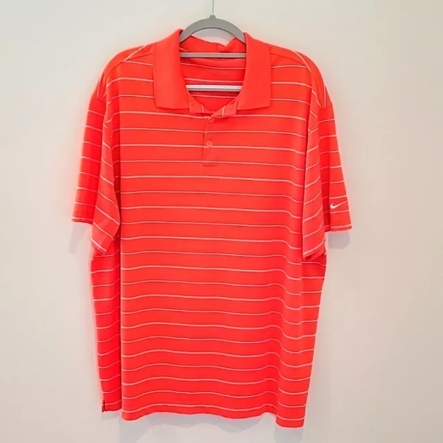 NIKE Golf Men's Polo Shirt Shortsleeve Sz XL Orange White