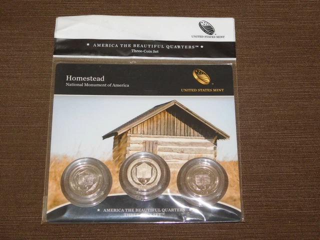 Us Mint 3 Coin Set 2015 America The Beautiful Quarters Homestead Nebraska
