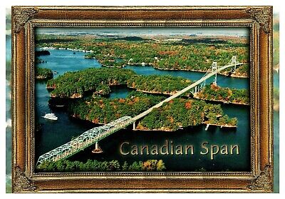 Birds Eye View Canadian International Bridge Thousand Islands Postcard Chrome