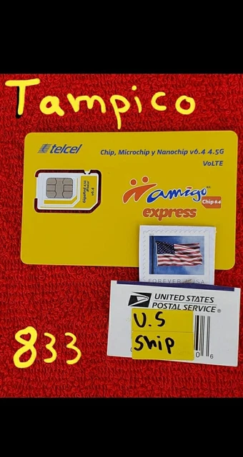 Telcel MEXICO TAMPICO  YA ACTIVADA Prepaid SIM Card for UNLIMITED CALLS,SM