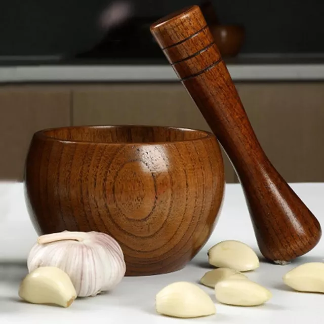 Old Fashion Wooden Grinder Round Smooth Hand Polished Pestle Set For Grind Herbs