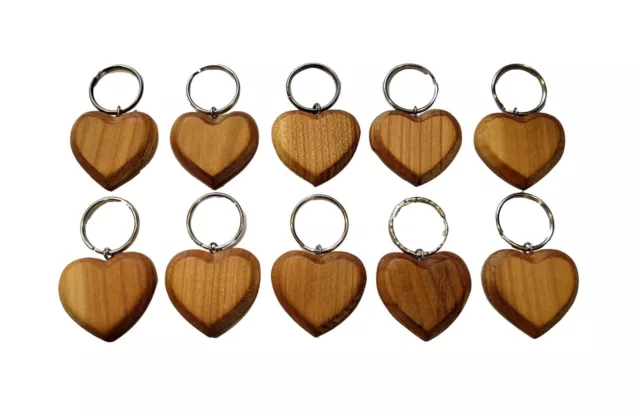 10x Wooden Key Rings - Little Wood key ring key chain - Shape Small Love Heart