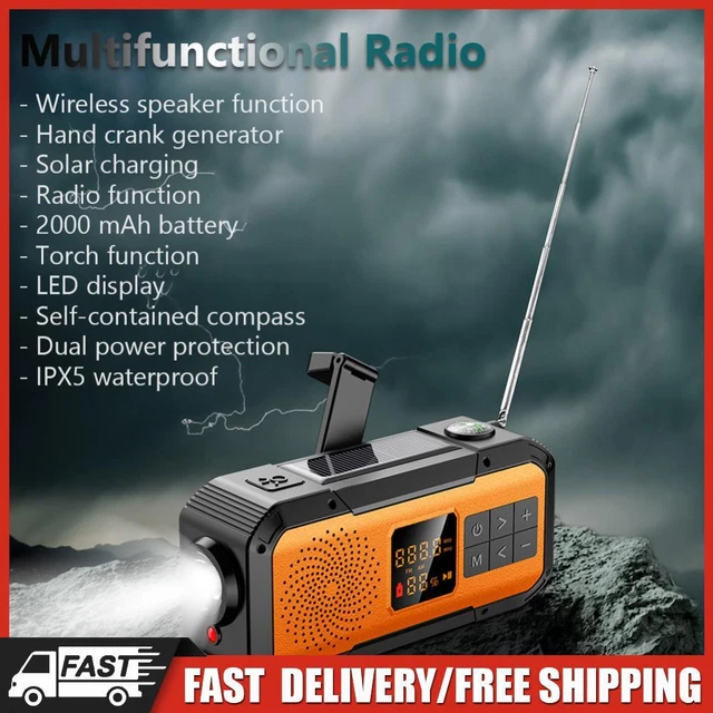 Radio Solare Con Manovella - AM/FM, Torcia, Caricatore USB
