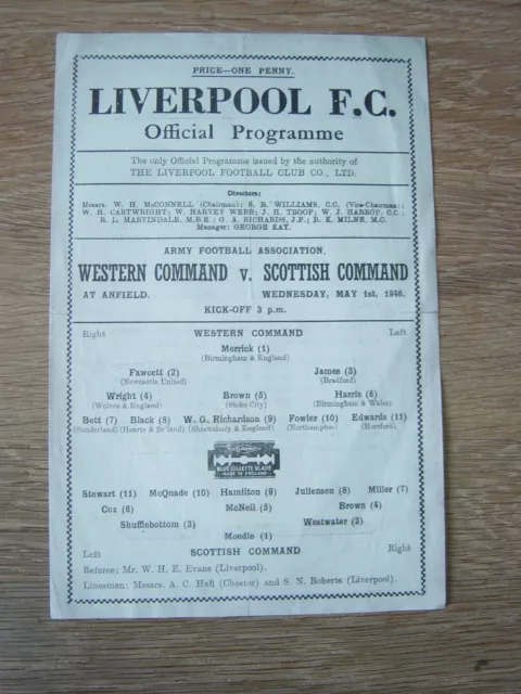 1946 WESTERN COMMAND v SCOTTISH COMMAND @ LIVERPOOL