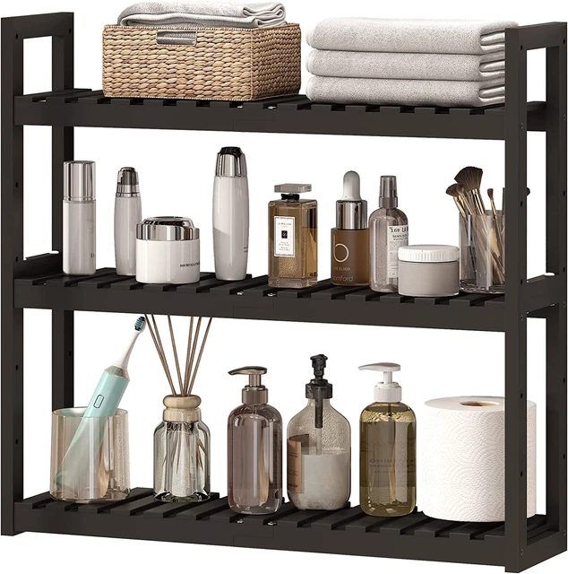 Estantes de baño para almacenamiento, estantes de baño negros sobre inodoro, ajustables 3 T